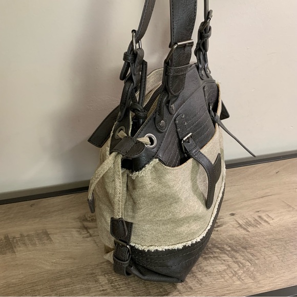 SHERPANI Beige CANVAS Brown ECO-Leather LAUREL Shoulder BAG Tote NATURAL Purse - Picture 3 of 10